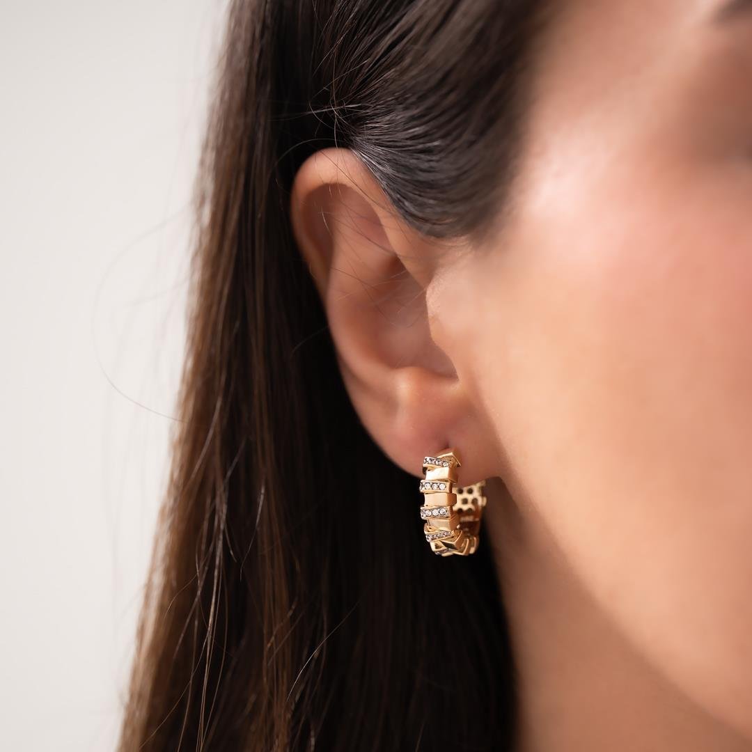 Geometrik Tasarım Küpe 14 Ayar Altın