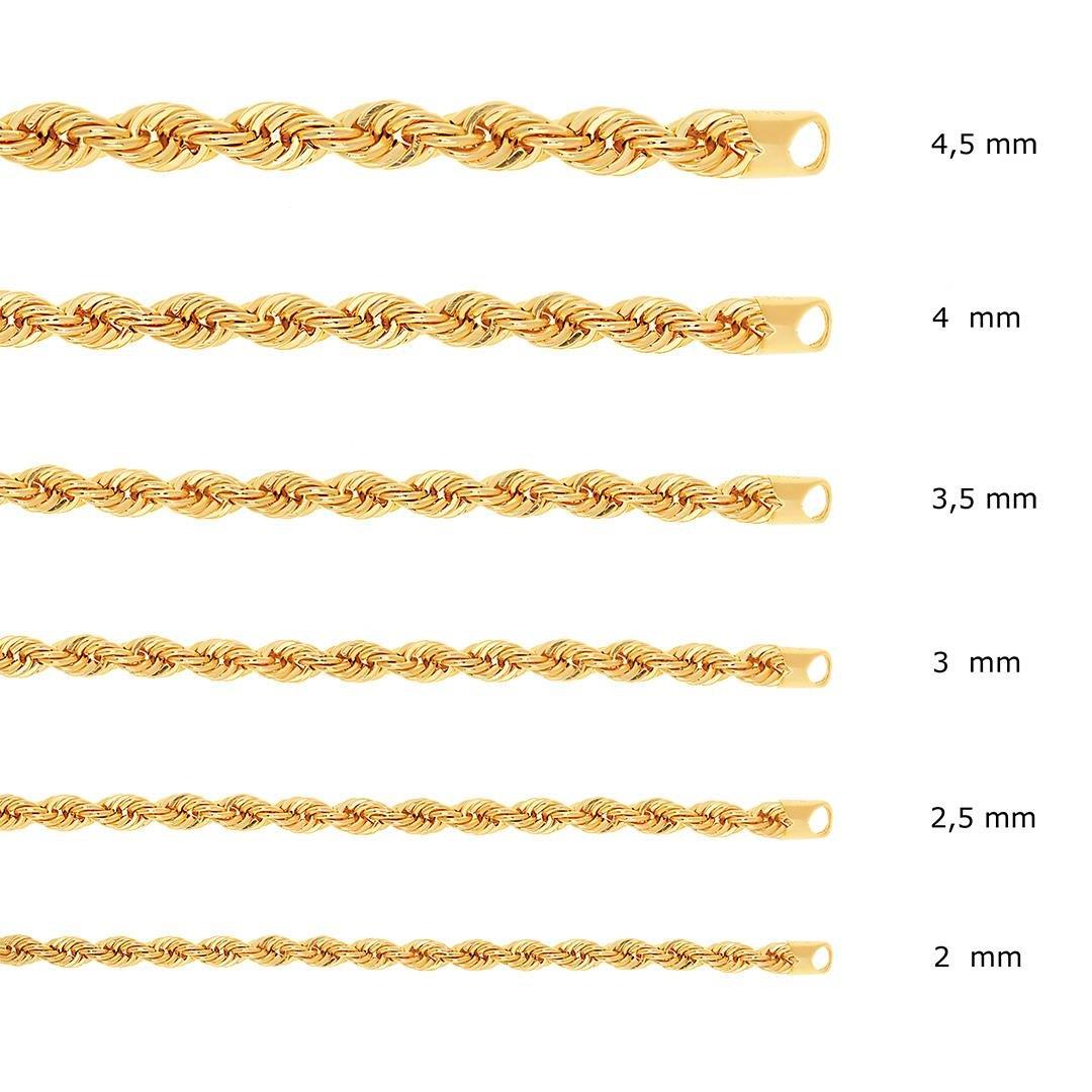 Halat Bileklik 2 mm 14 Ayar Altın