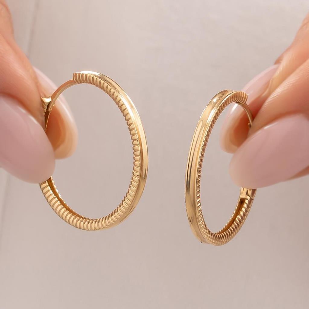 Halka Ajda Küpe 14 Ayar Altın