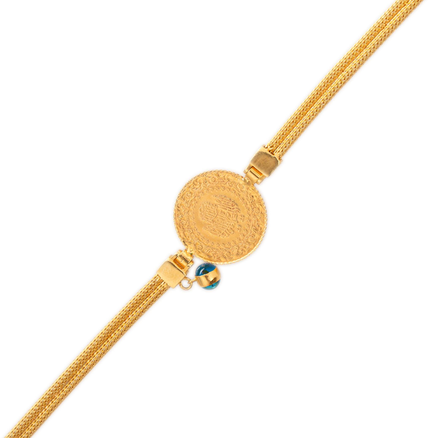 Hasır İki Sıralı Çeyrekli Bileklik 14 Ayar Altın