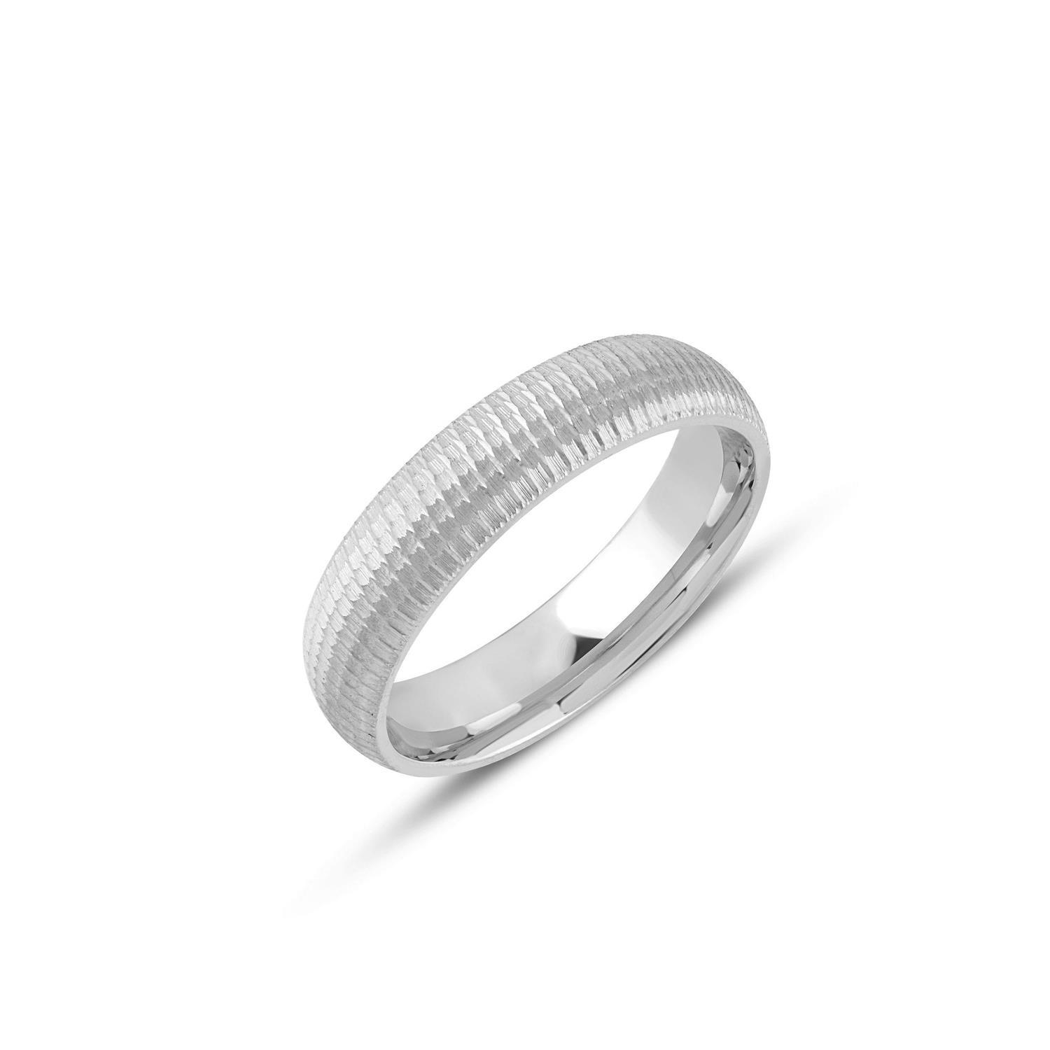 İçi Boş Zetina Zeminli Beyaz Altın Alyans