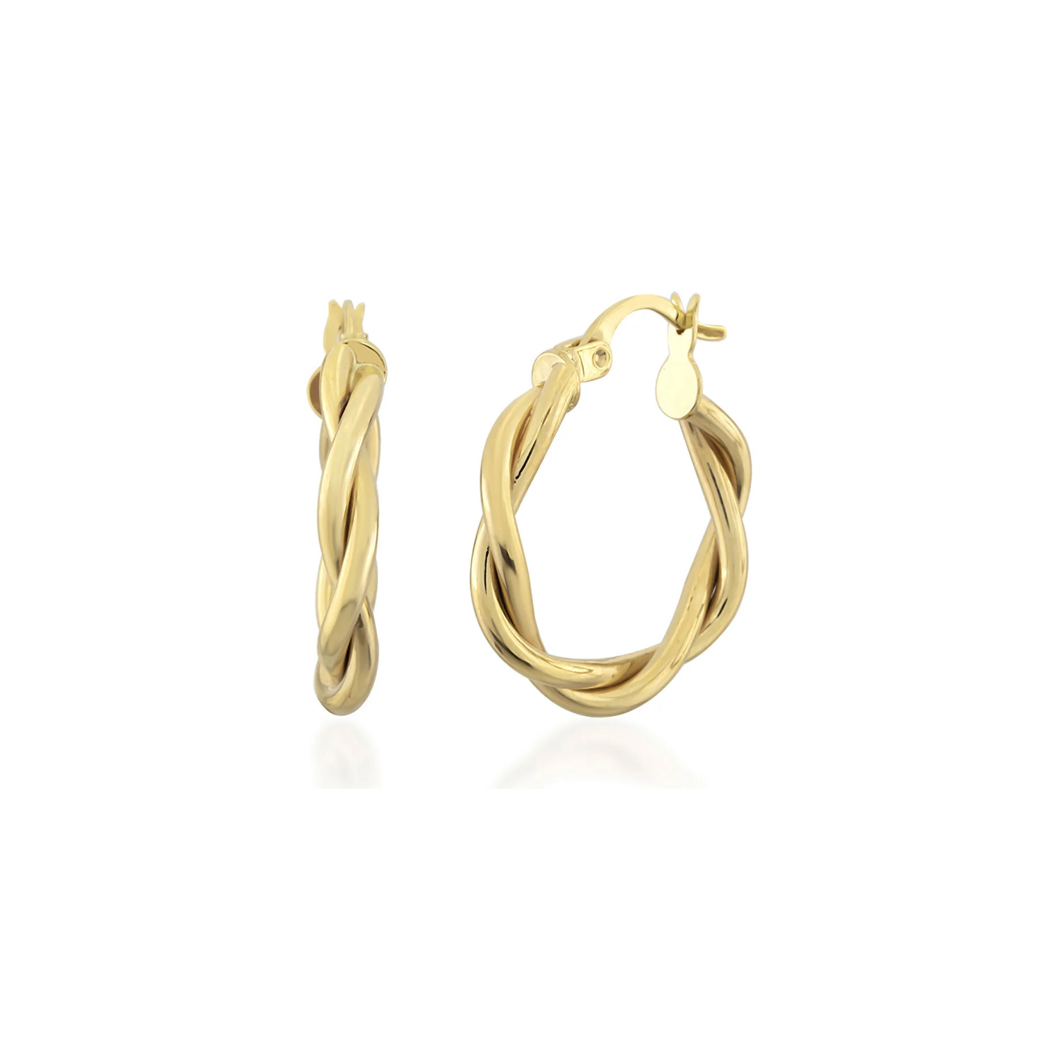 İnce Örgü Halka Küpe 14 Ayar Altın