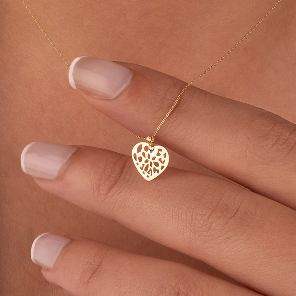 14 Ayar Altın Minimal Kalp Kolye