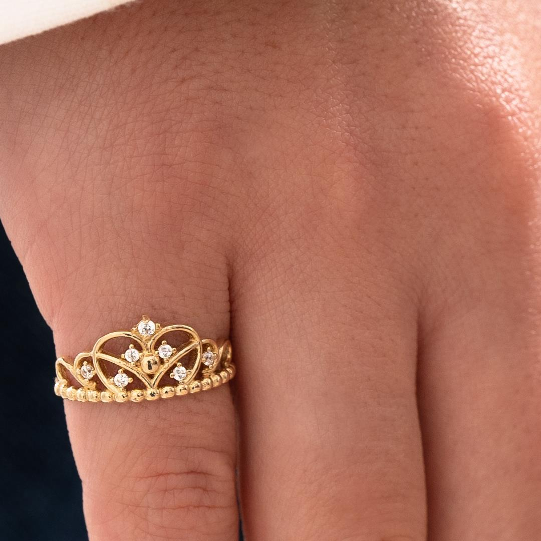 Özel Tasarım Kraliçe Tacı Altın Yüzük