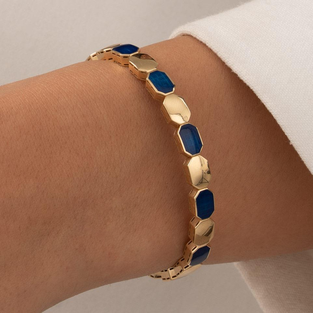 Lacivert Mineli 14 Ayar Altın Kelepçe