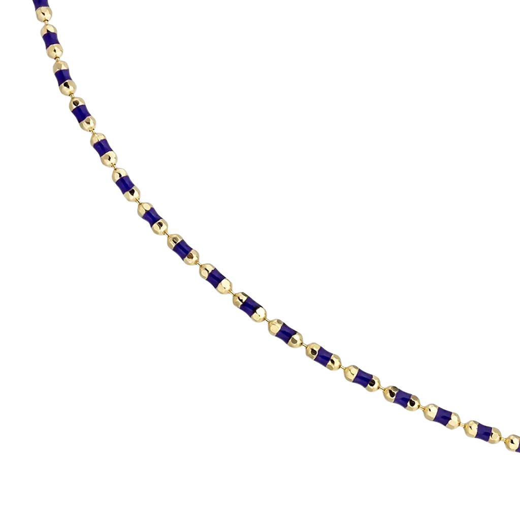 Lacivert Mineli 14 Ayar Altın Zincir
