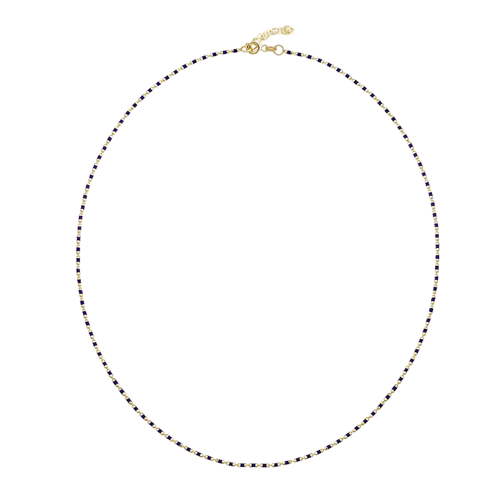 Lacivert Mineli 14 Ayar Altın Zincir