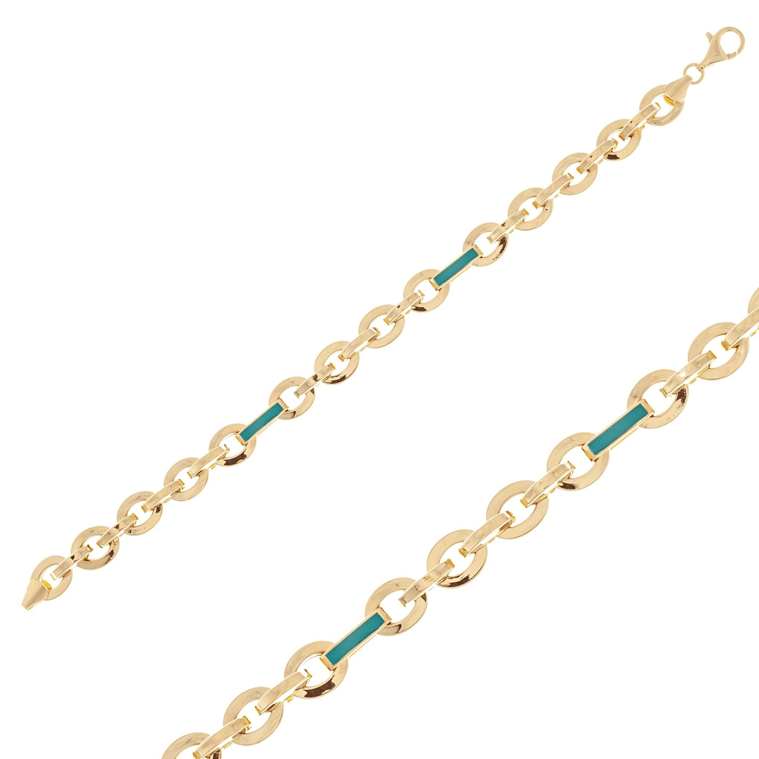 Mavi Mineli Spor Bileklik 14 Ayar Altın