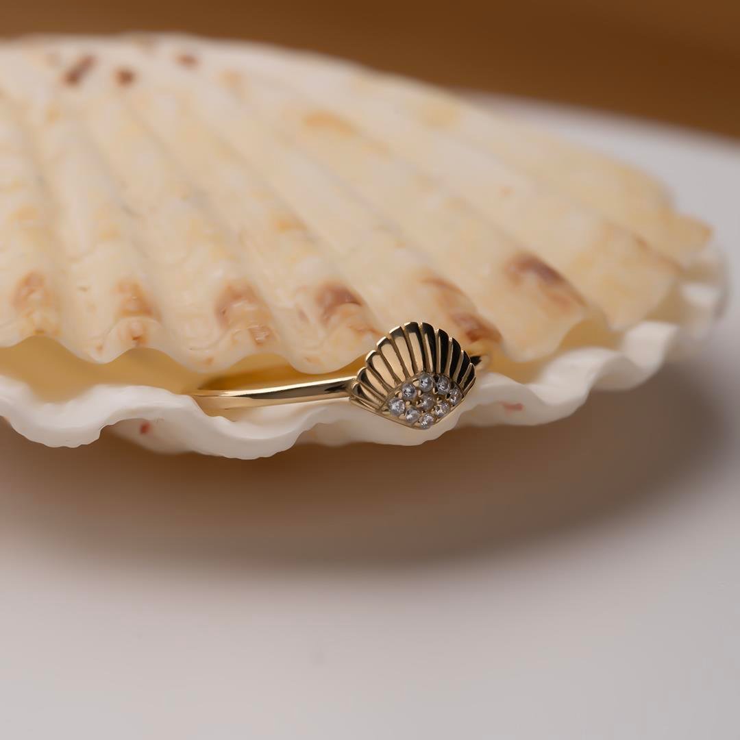 Midye 14 Ayar Altın Yüzük