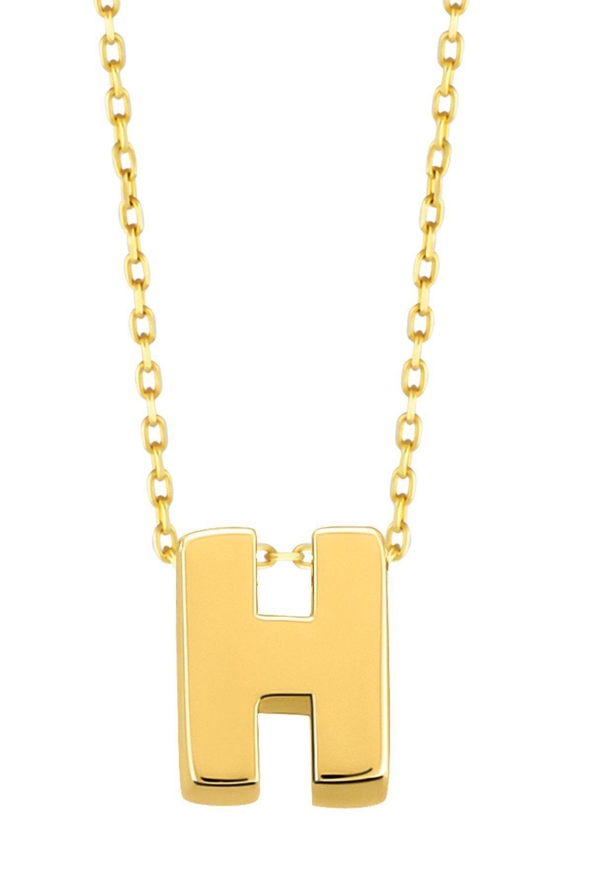 Minimal 0.7 Mm H Harfli Kolye 14 Ayar Altın
