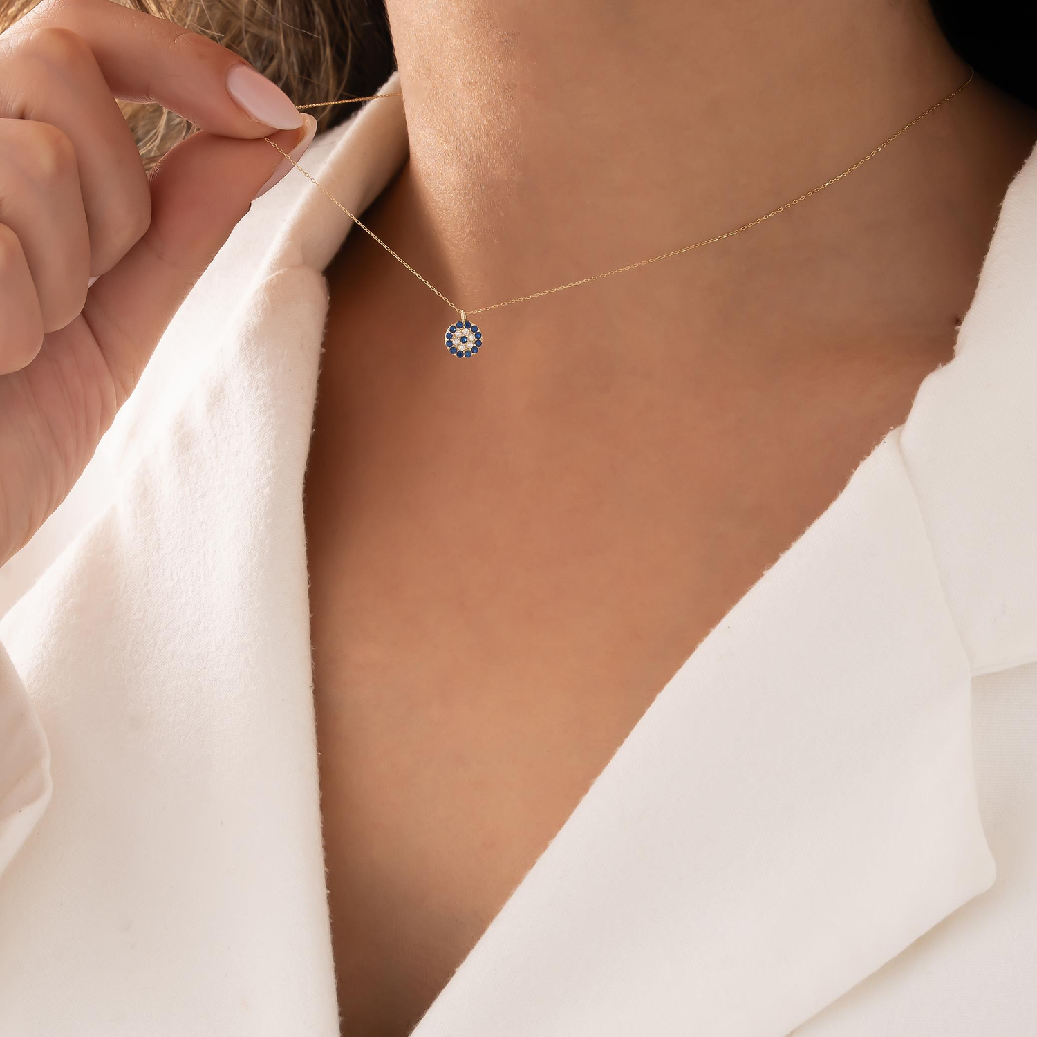 Nazar Boncuklu Kolye Altın 14 Ayar