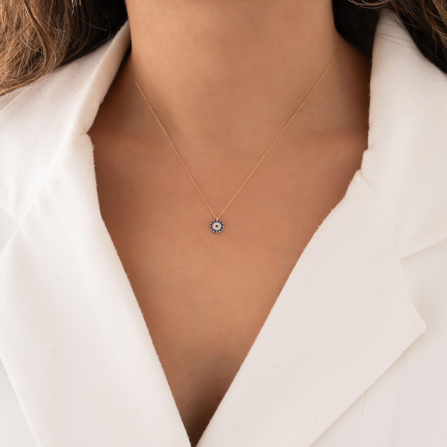 Nazar Boncuklu Kolye Altın 14 Ayar