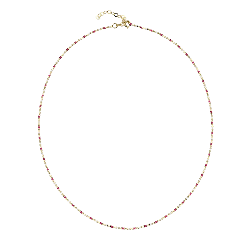 Pembe Beyaz Mineli 14 Ayar Altın Zincir