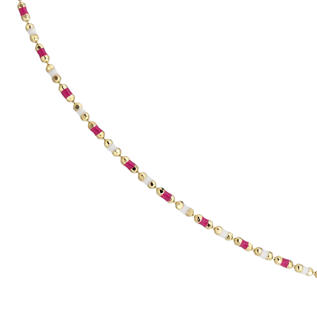 Pembe Beyaz Mineli 14 Ayar Altın Zincir