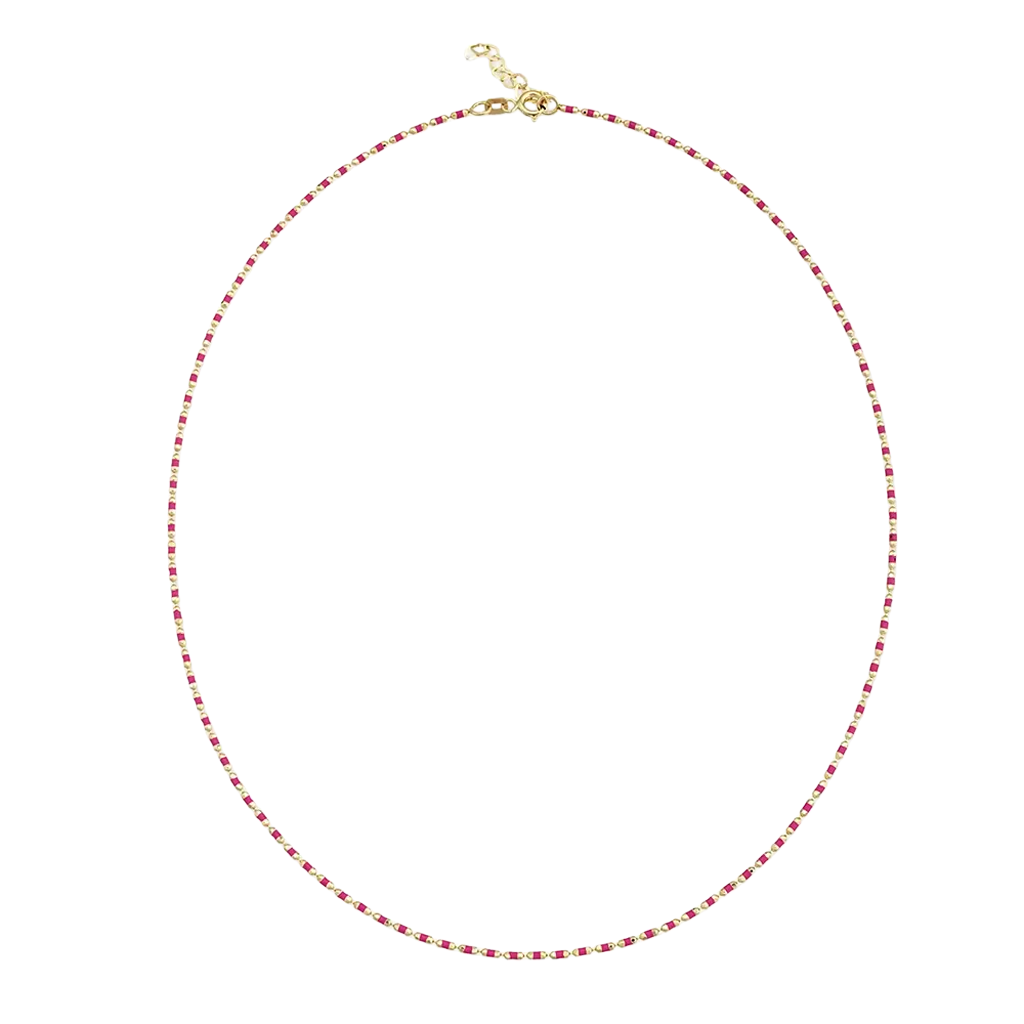 Pembe Mineli 14 Ayar Altın Zincir