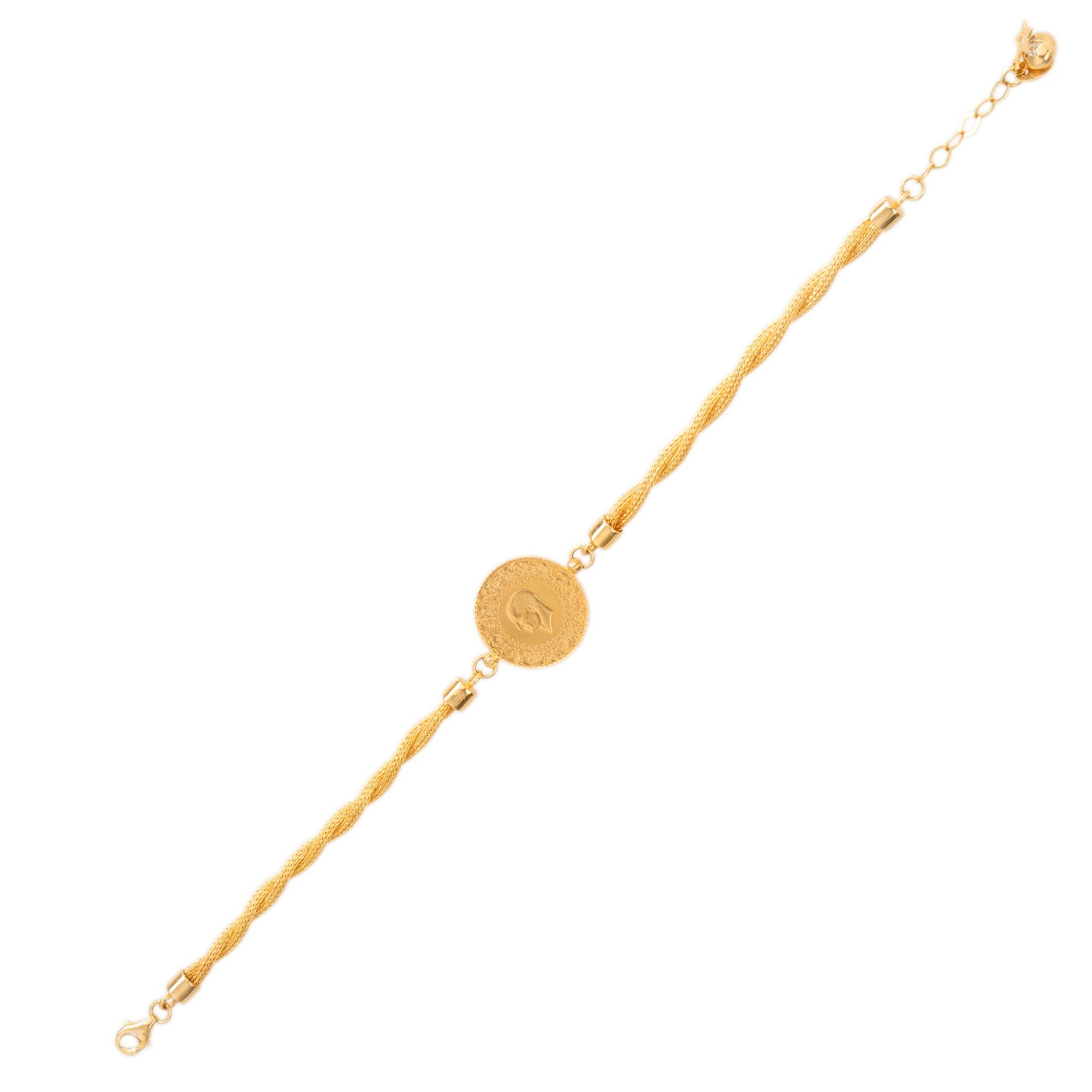 Sarmal Çeyrekli Bileklik 14 Ayar Altın