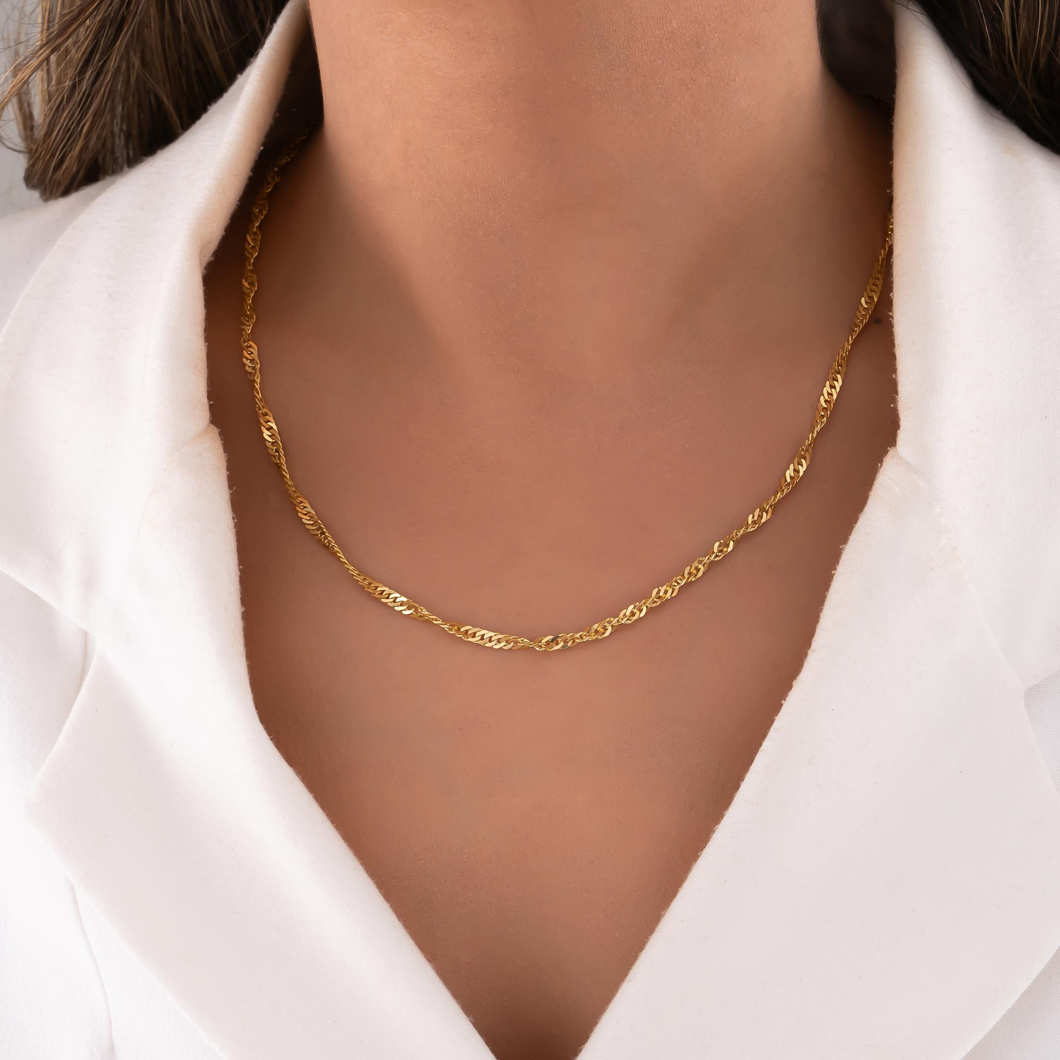 Singapur Zincir 14 Ayar Altın 3 Mm