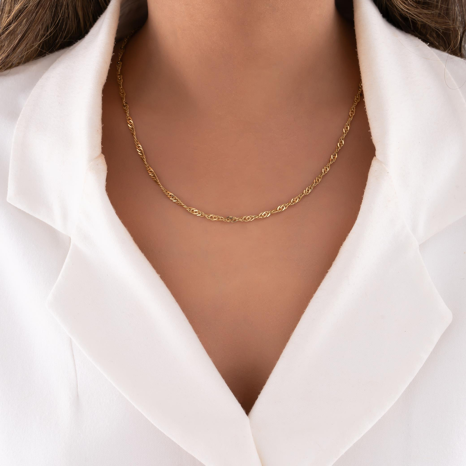 Singapur Zincir 14 Ayar Altın 3 Mm