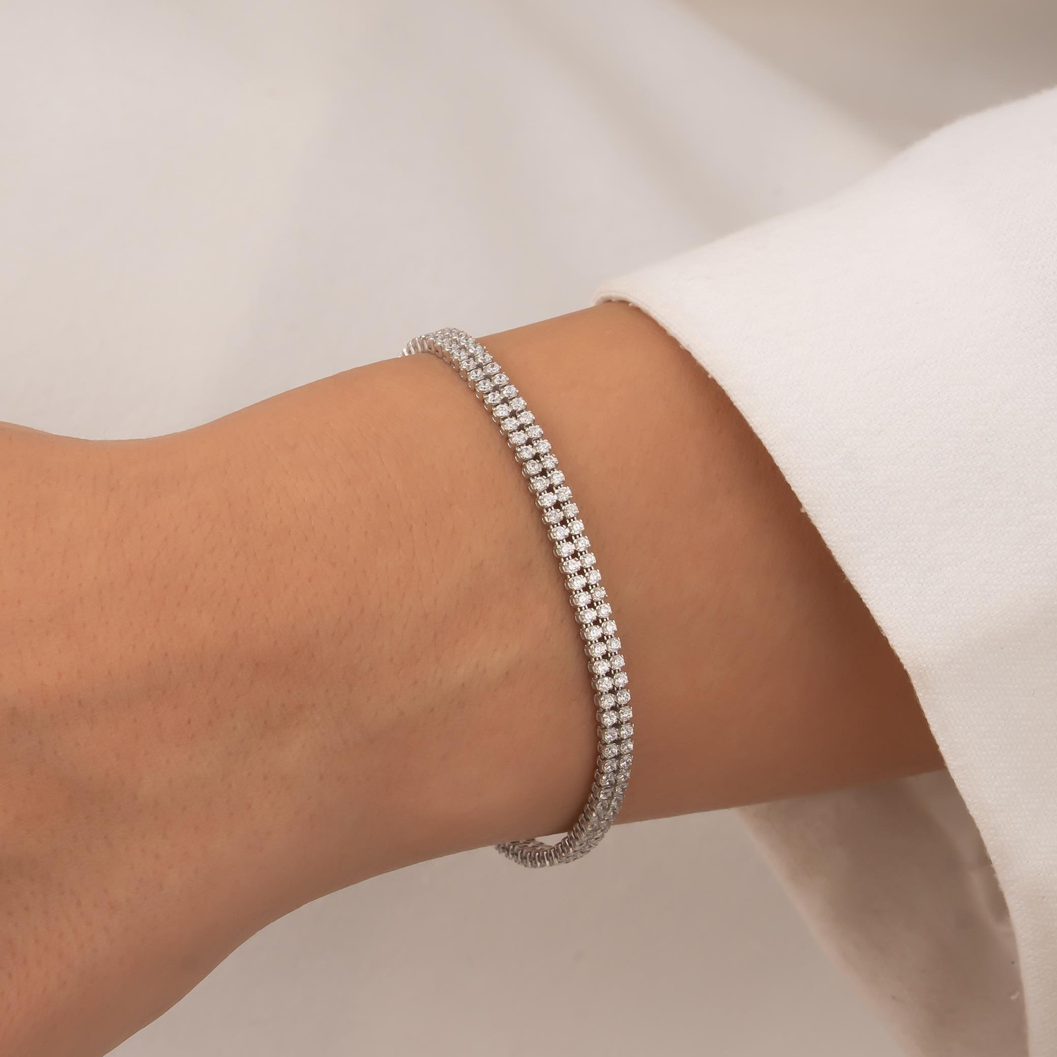 Suyolu 14 Ayar Beyaz Altın Bileklik