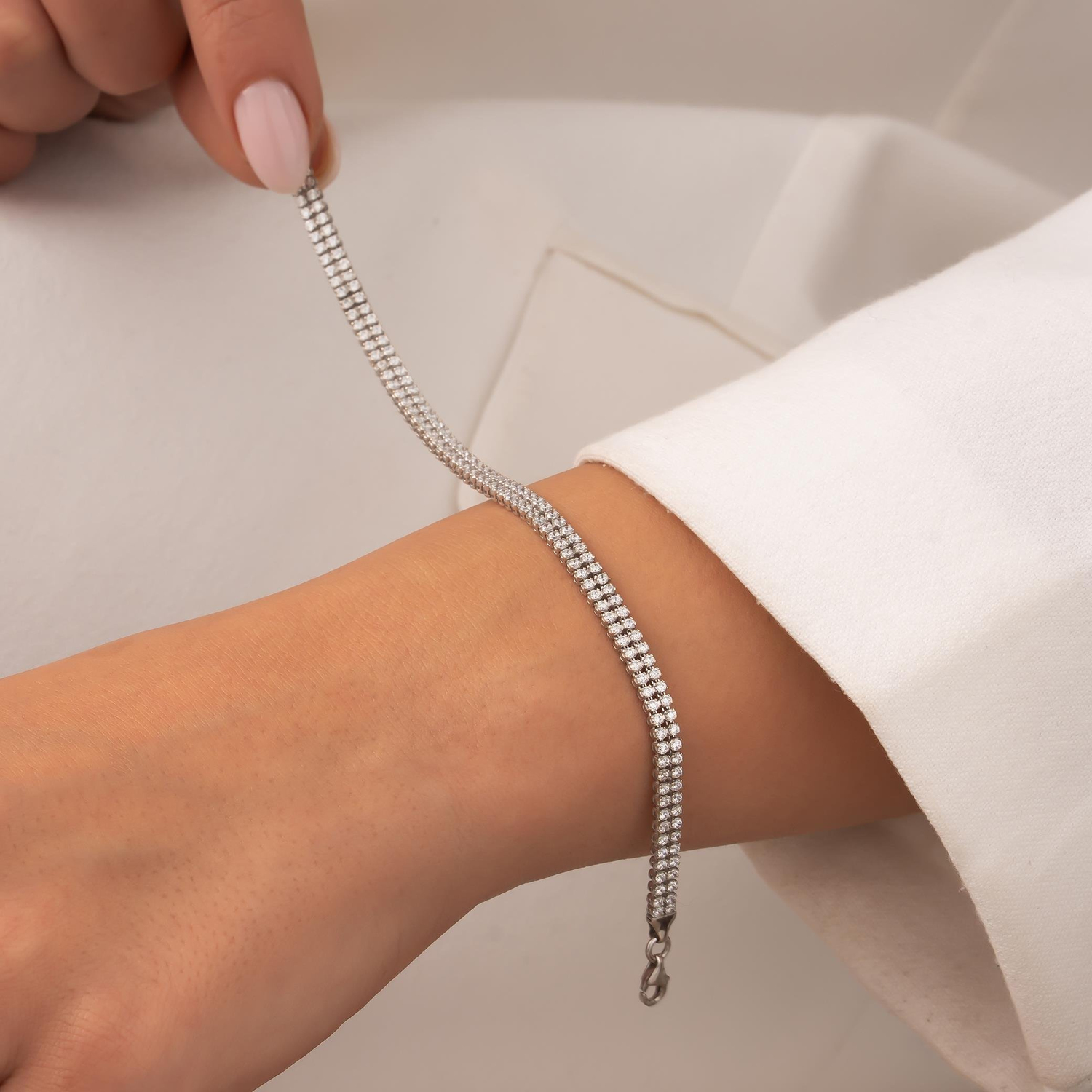 Suyolu 14 Ayar Beyaz Altın Bileklik