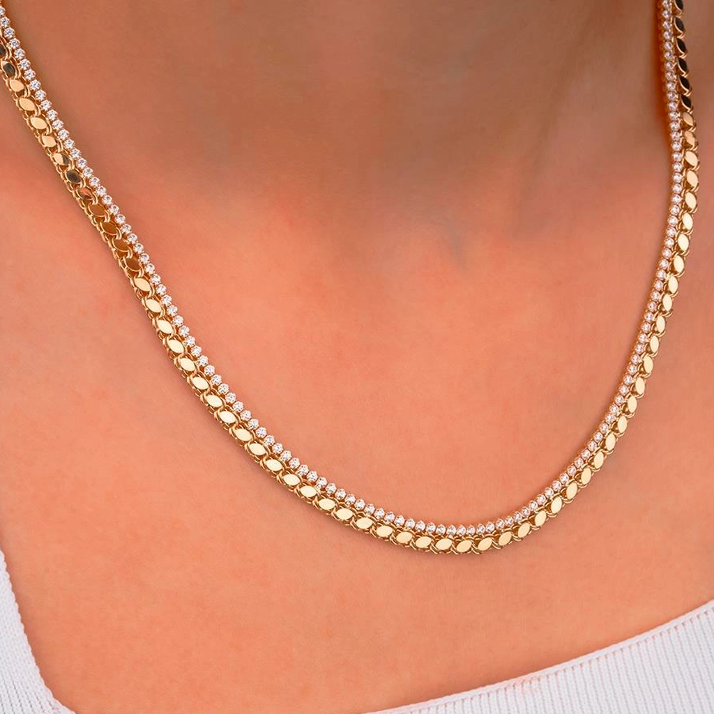 Suyolu Pullu Zincir 14 Ayar Altın Kolye