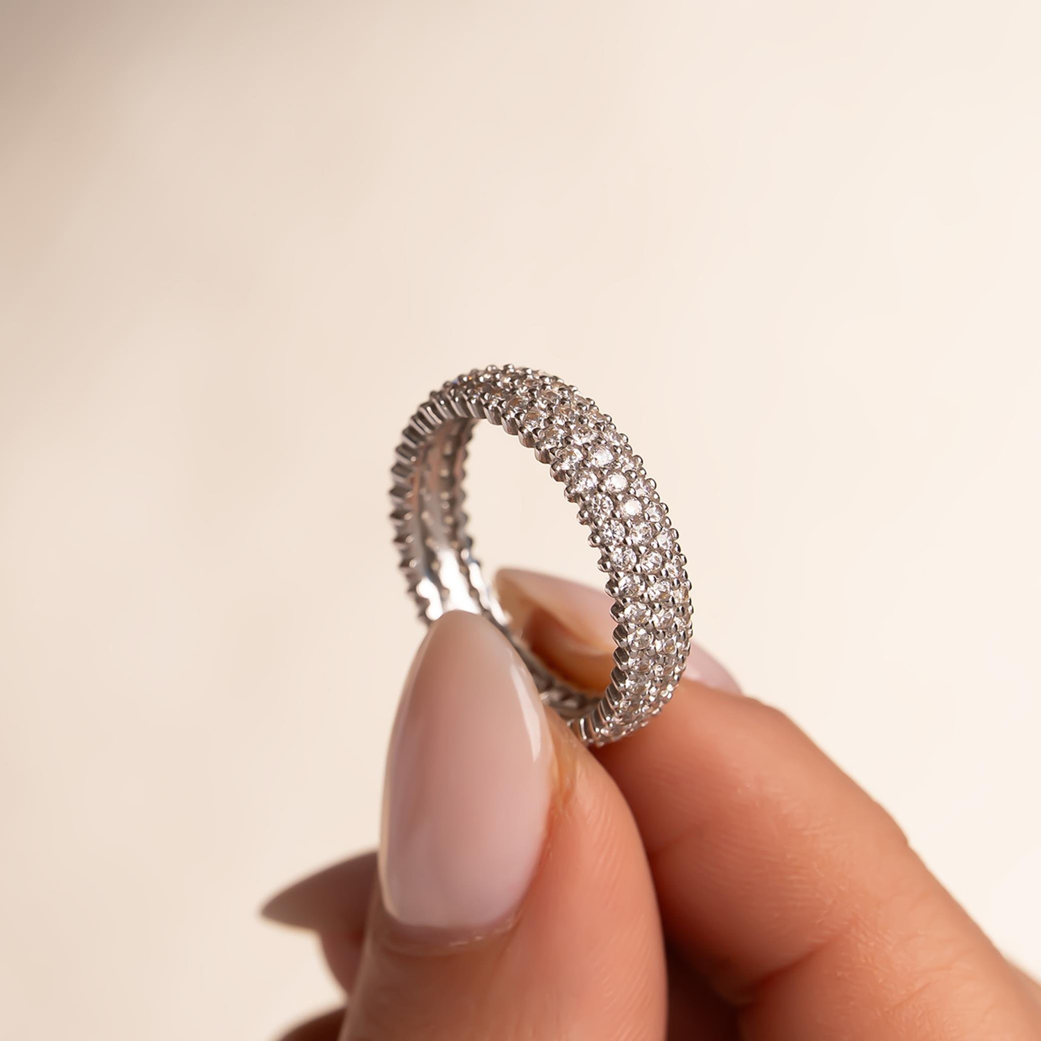 Tamtur 14 Ayar Beyaz Altın Yüzük