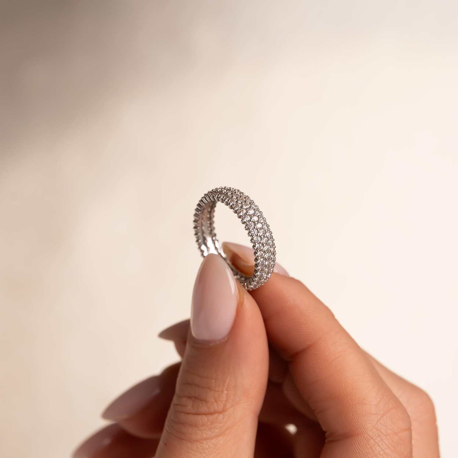 Tamtur 14 Ayar Beyaz Altın Yüzük