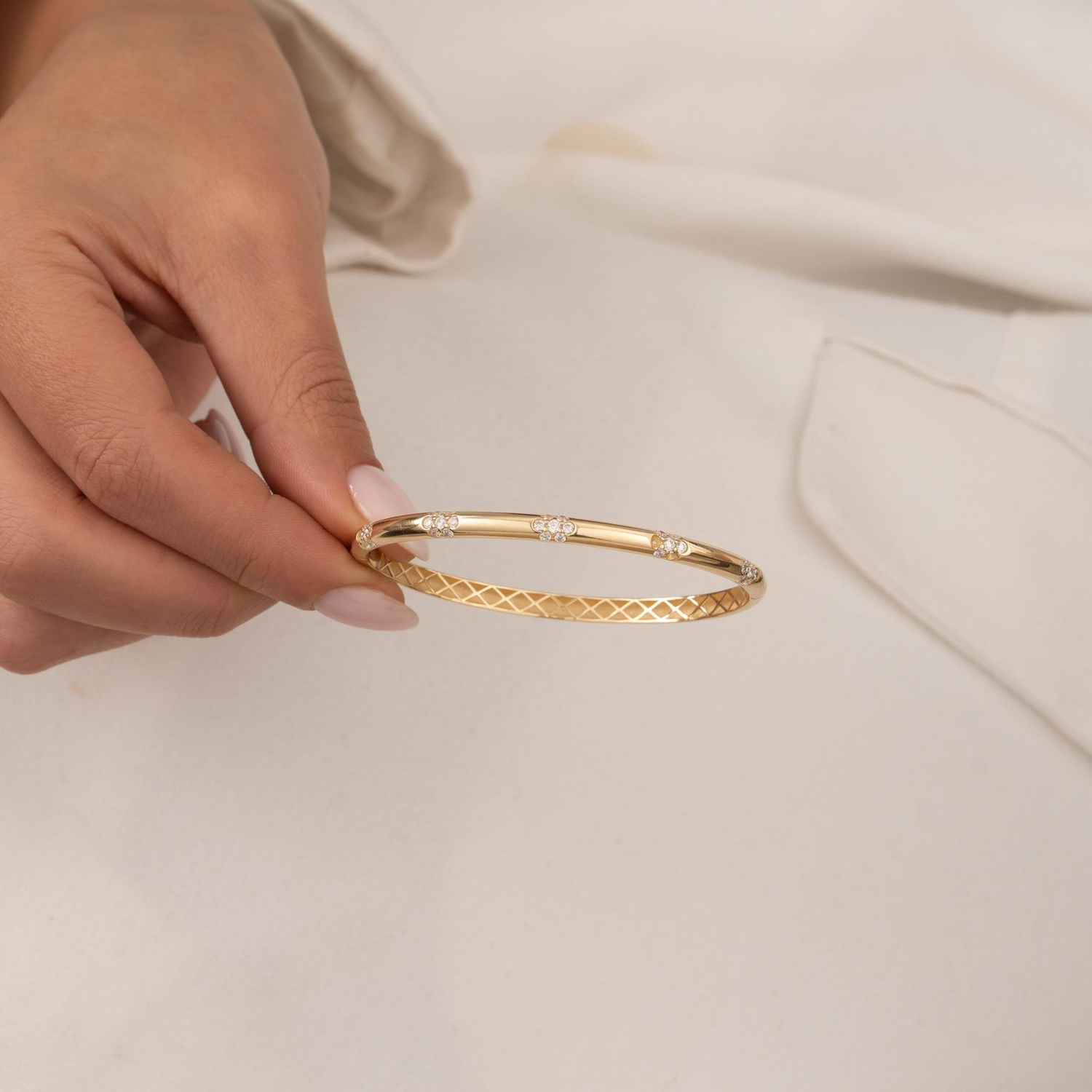 Taşlı 14 Ayar Altın Kelepçe