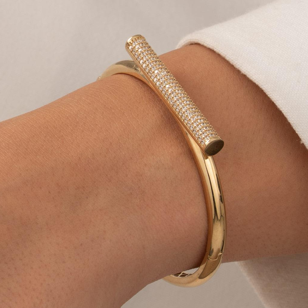 Taşlı 14 Ayar Altın Kelepçe