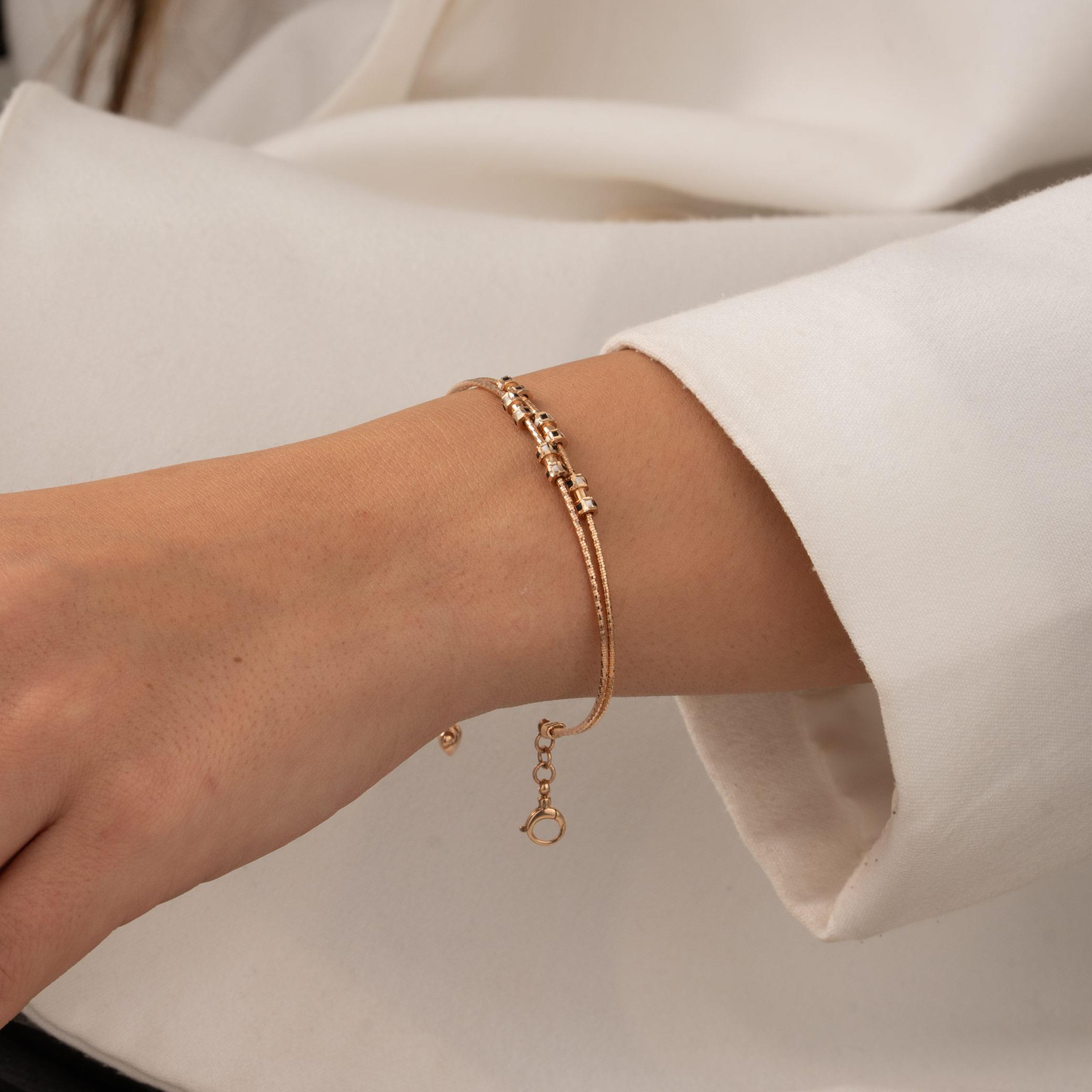 Taşlı 14 Ayar Rose Altın Kelepçe