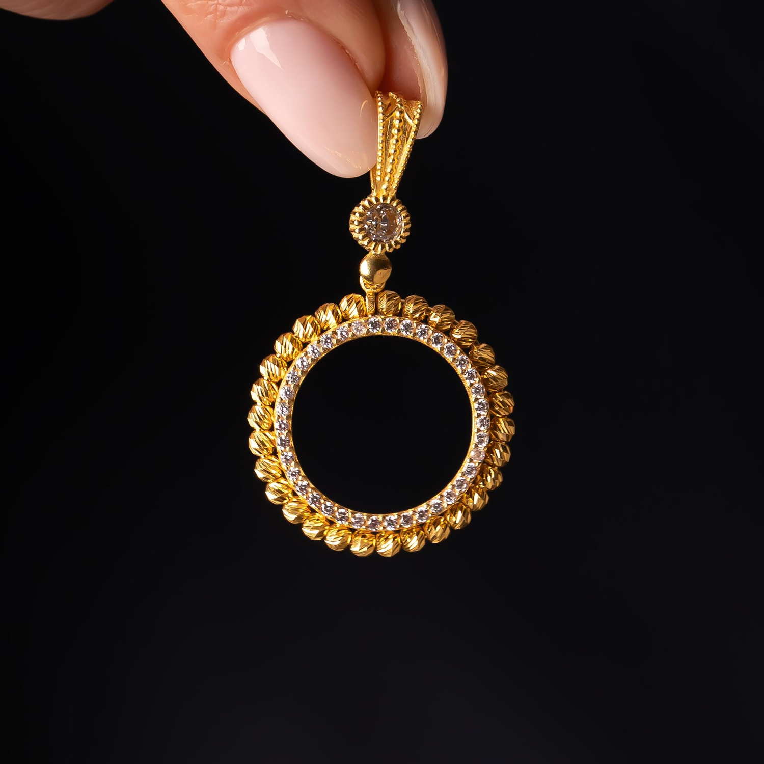 Taşlı Dorikalı Çeyrek Altın Çerçevesi 14 Ayar Altın