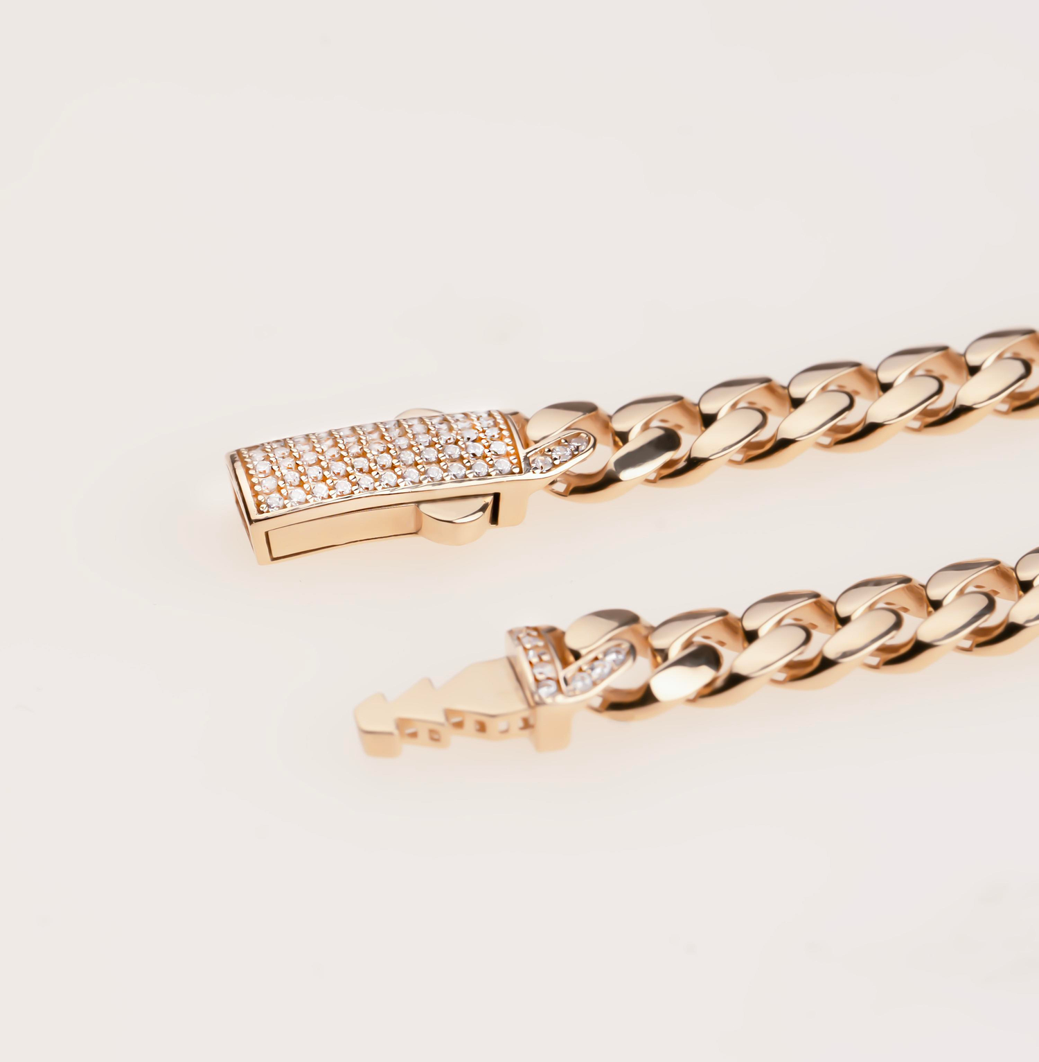 Taşlı Kilit Gurmet Spor Bileklik 14 Ayar Altın 6 Mm