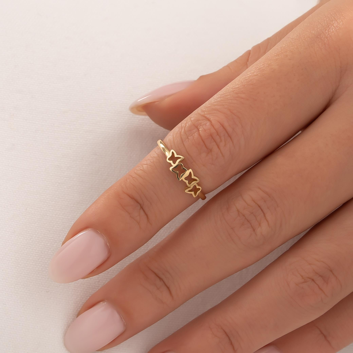 Taşsız Kelebek Figürlü 14 Ayar Altın Yüzük