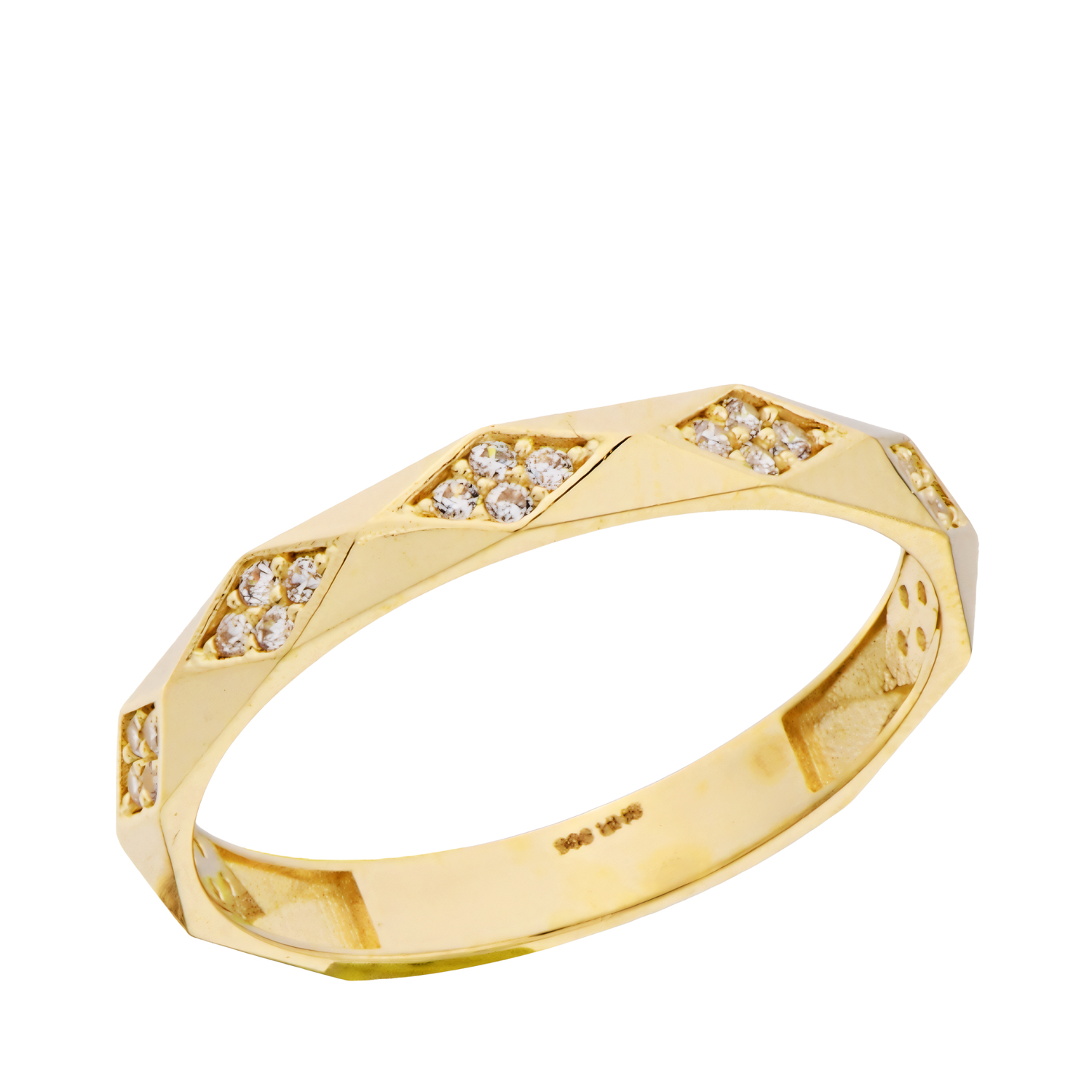 Taşlı Üçgen Model 14 Ayar Altın Yüzük