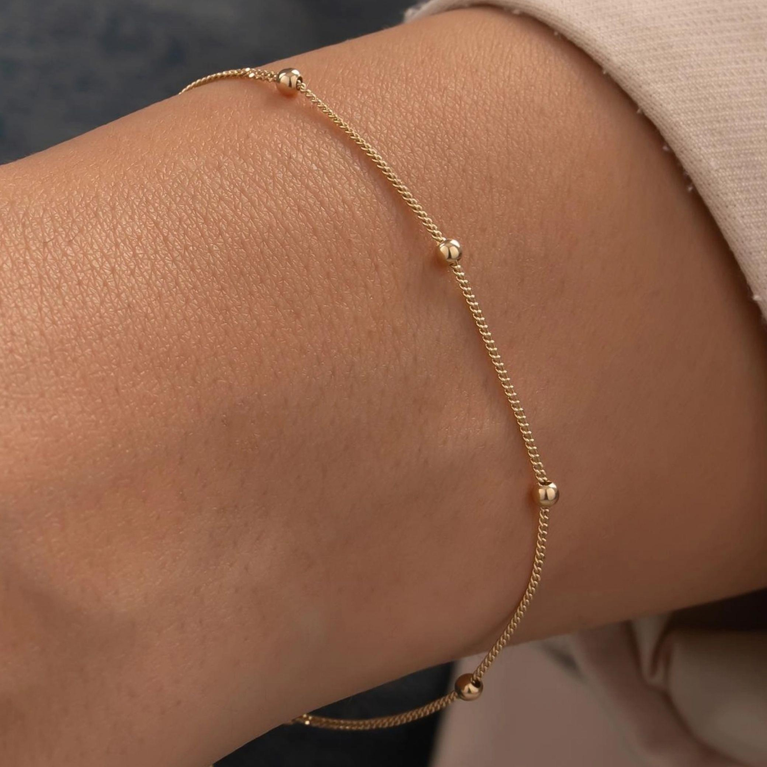 Top Top Zincir 14 Ayar Altın Bileklik