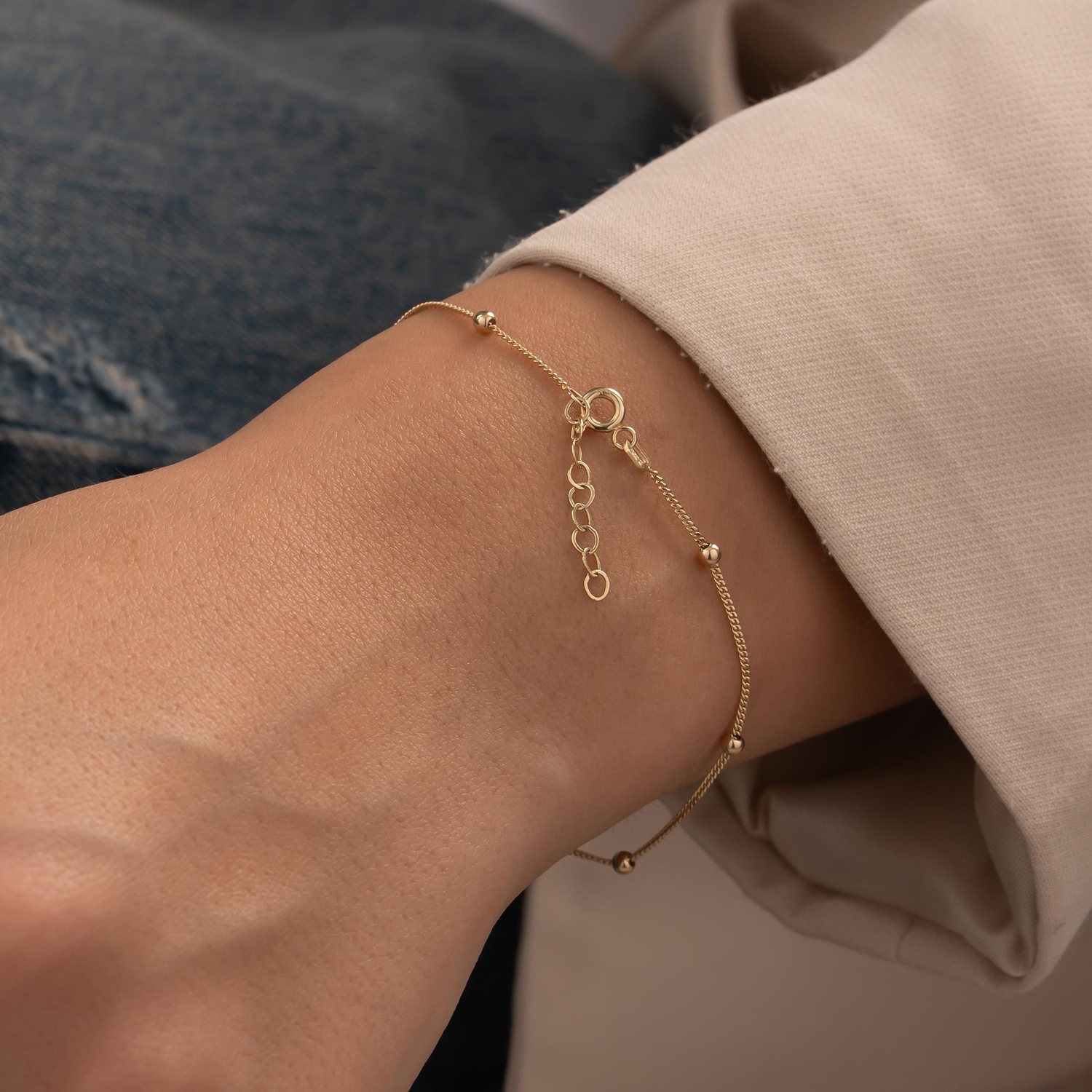 Top Top Zincir 14 Ayar Altın Bileklik