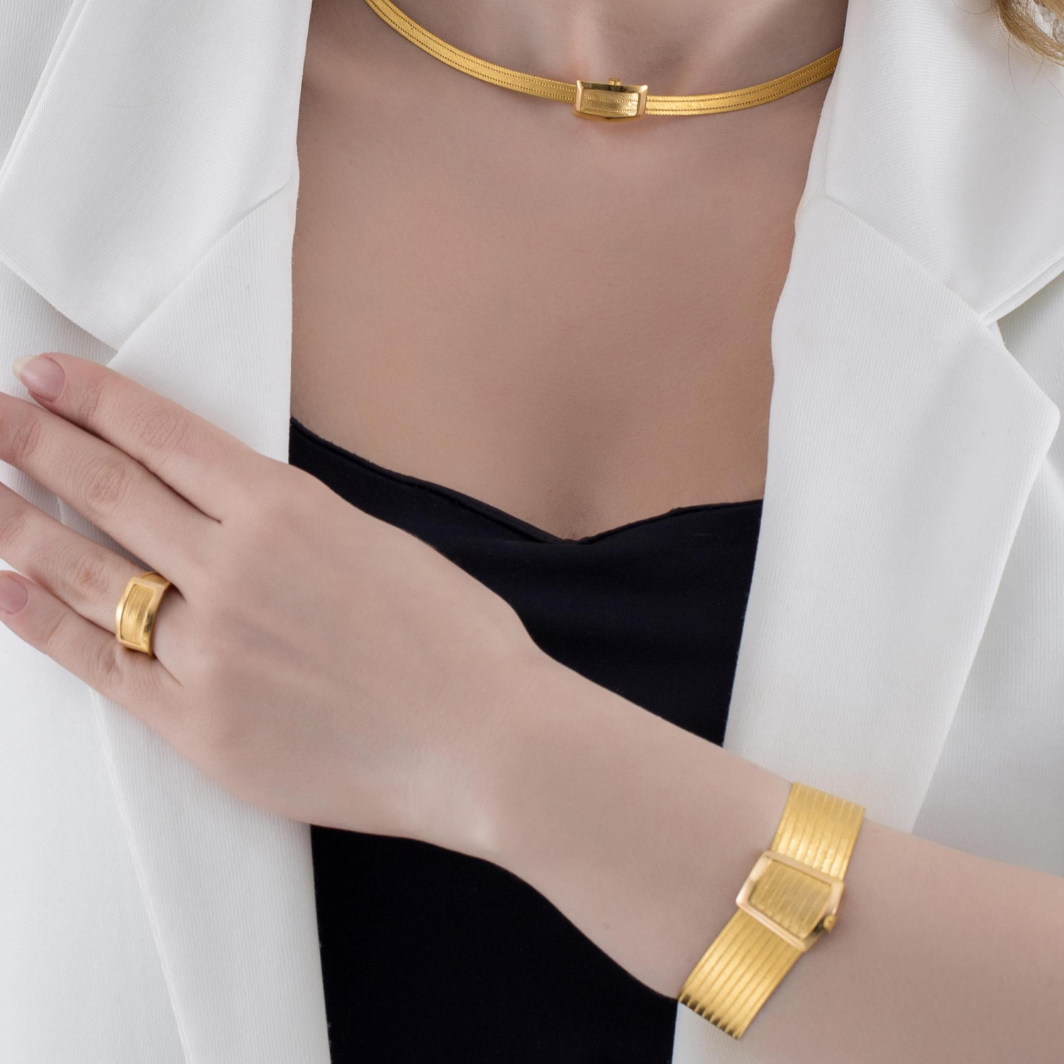 Trabzon Hasır Altın Bileklik Klasik Toka 9 Sıra 14 Ayar Altın