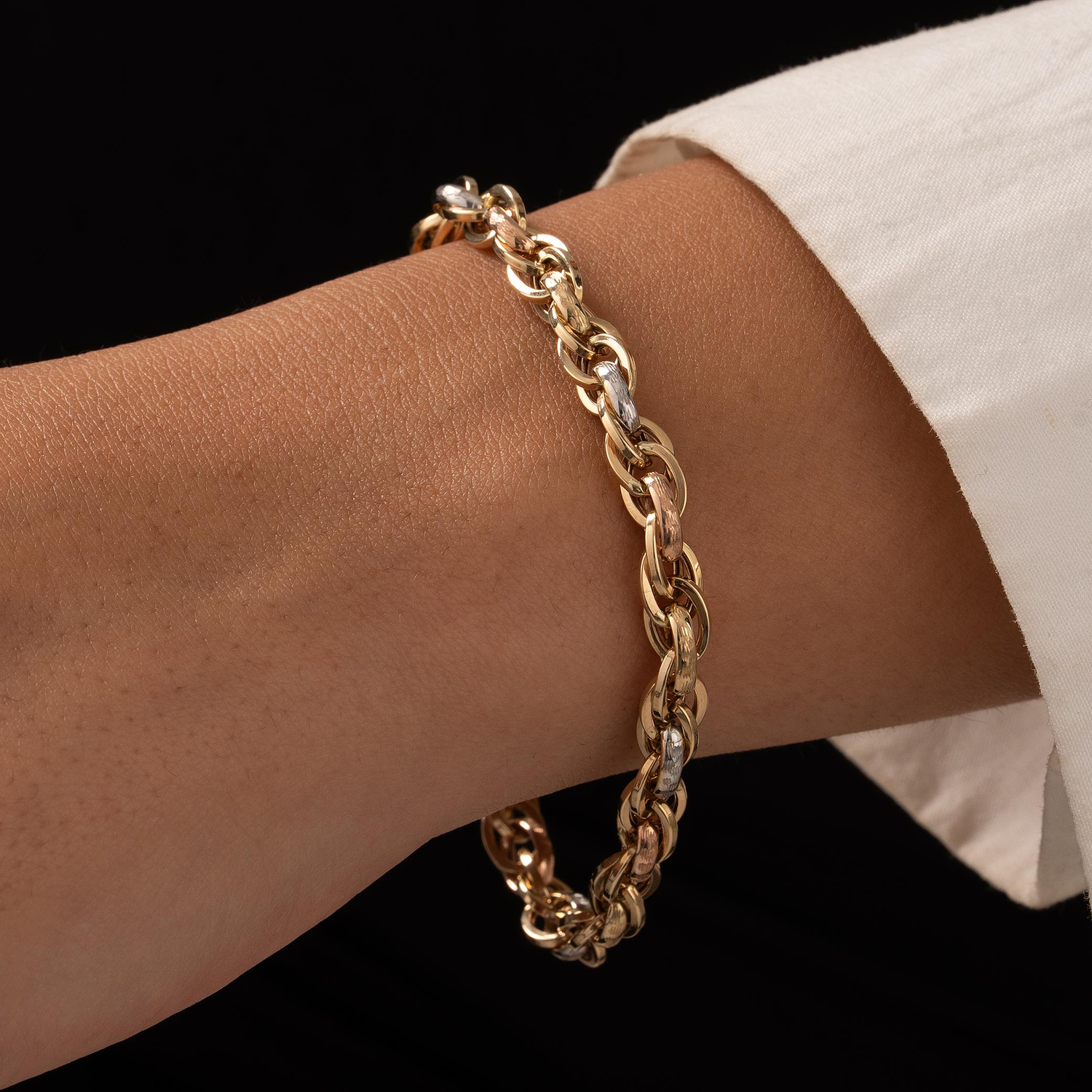 Üç Renkli 14 Ayar Altın Bileklik