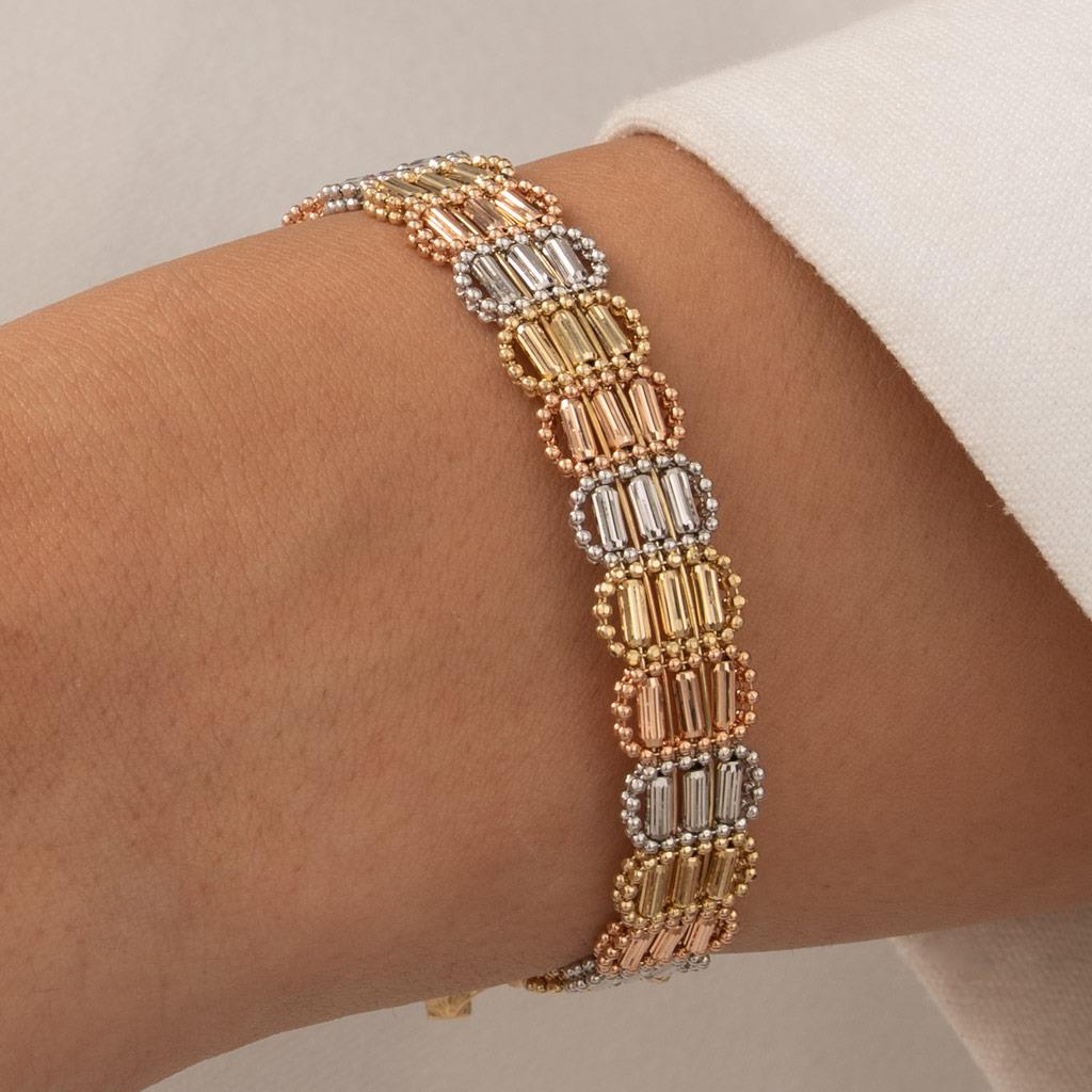 Üç Renkli 14 Ayar Altın Kelepçe