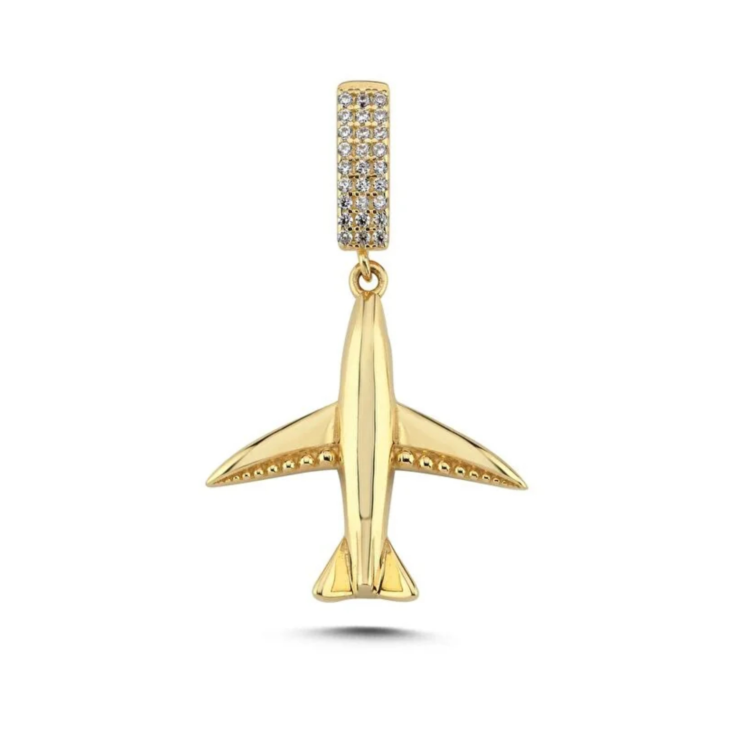 Uçak Kolye Ucu 14 Ayar Altın