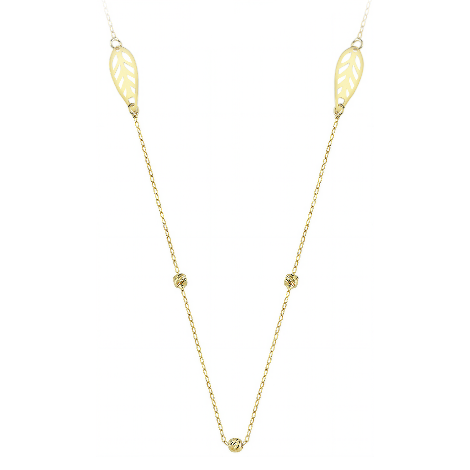 Yaprak Detaylı 14 Ayar Altın Kolye