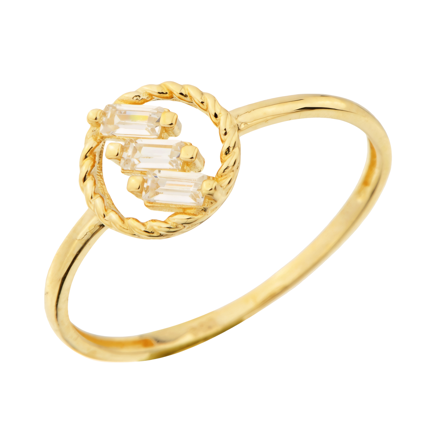 Yuvarlak Taşlı Altın Yüzük 14 Ayar