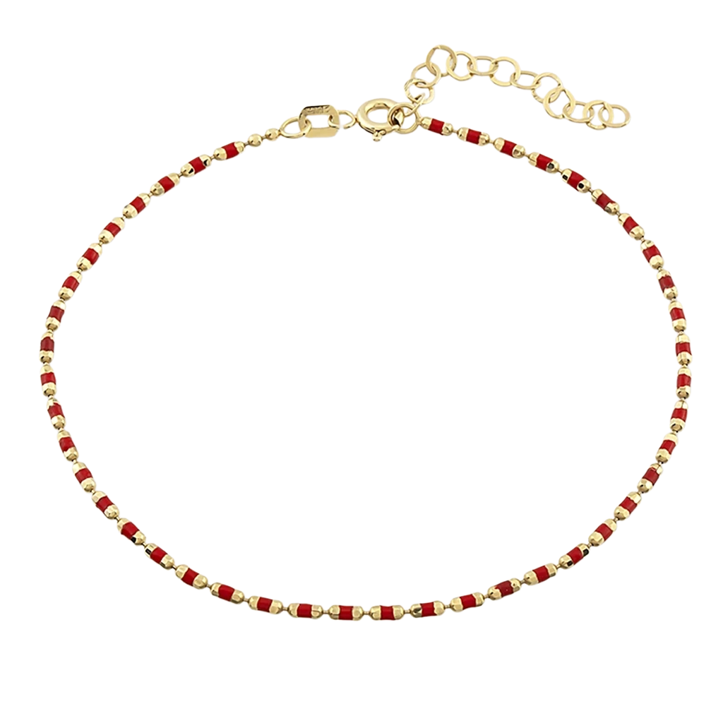 14 Ayar Altın Bileklik Kırmızı Mineli