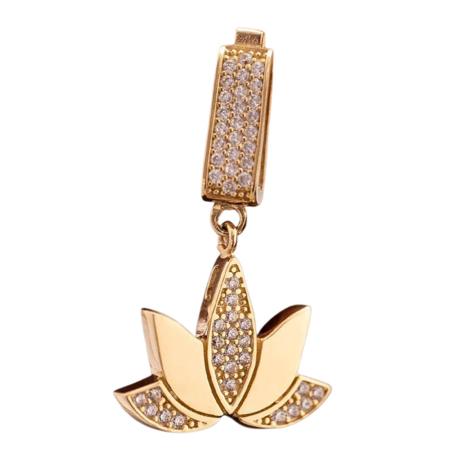 14 Ayar Altın Klipsli Lotus Çiçeği Kolye Ucu