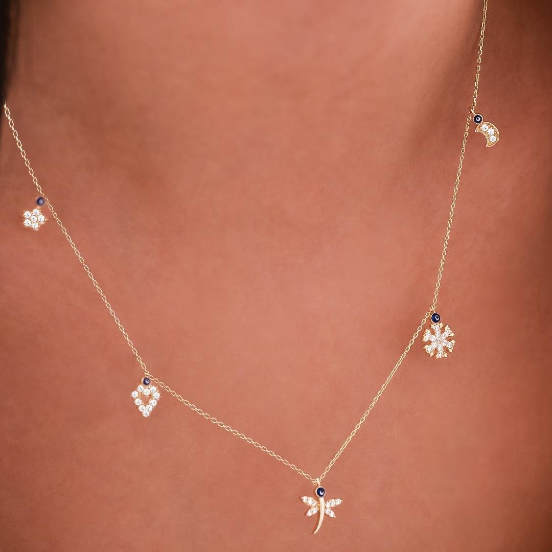 14 Ayar Altın Minimal Şans Kolye