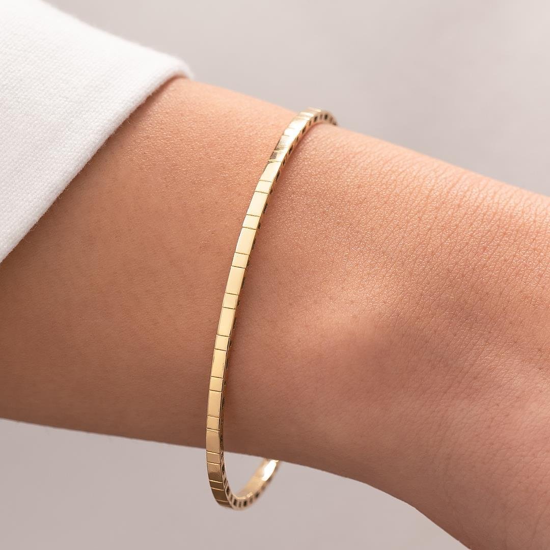 14 Ayar Altın Minimal Taşsız Kelepçe Bilezik