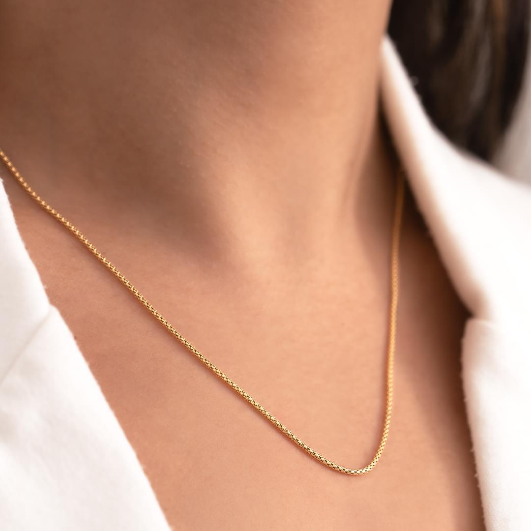 14 Ayar Altın Zincir Tasarım Taşsız Spor