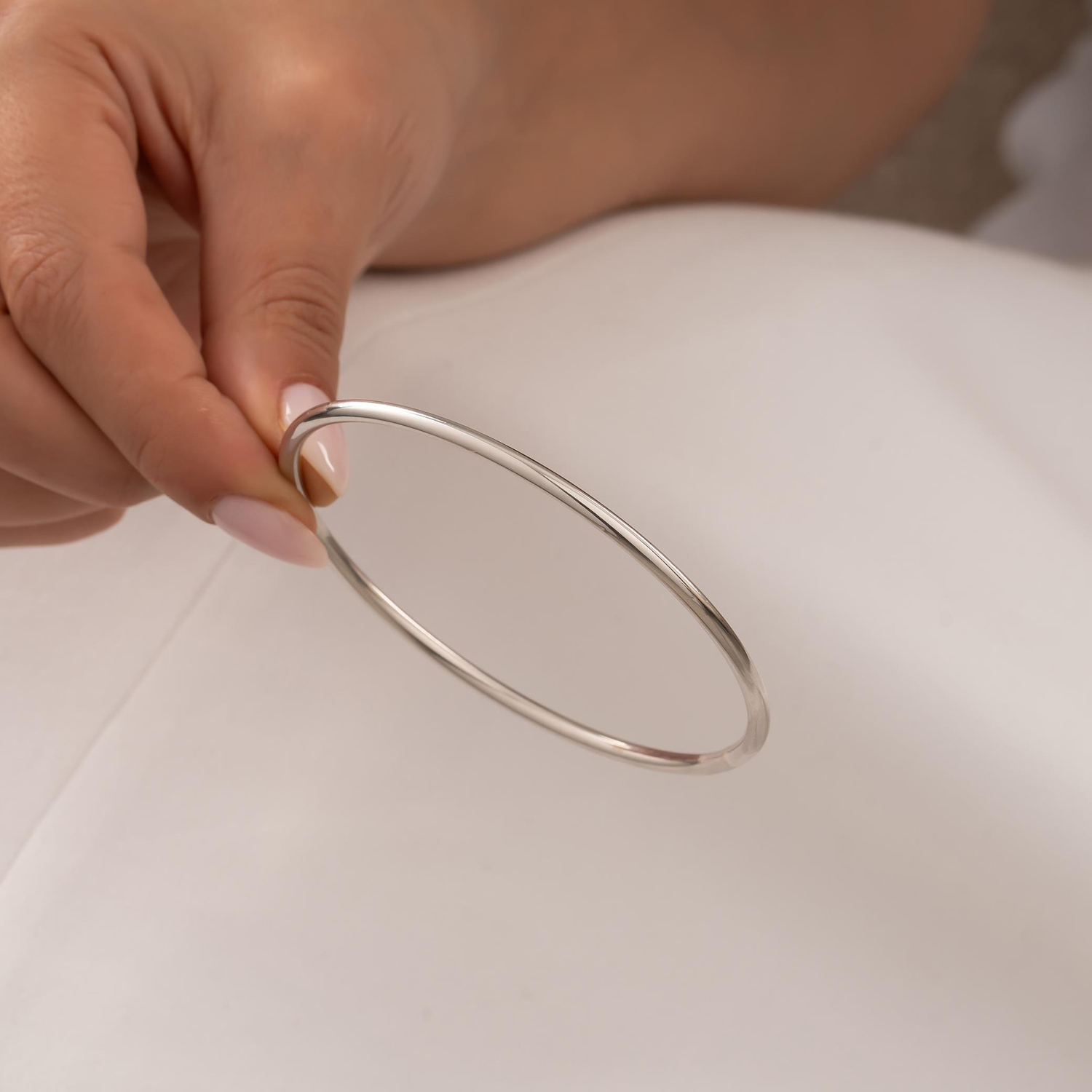 14 Ayar Beyaz Altın Bilezik