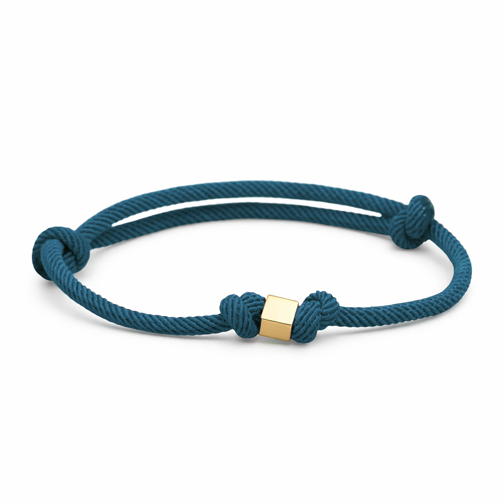 14 Ayar Erkek Tek Zar Mavi İpli Bileklik