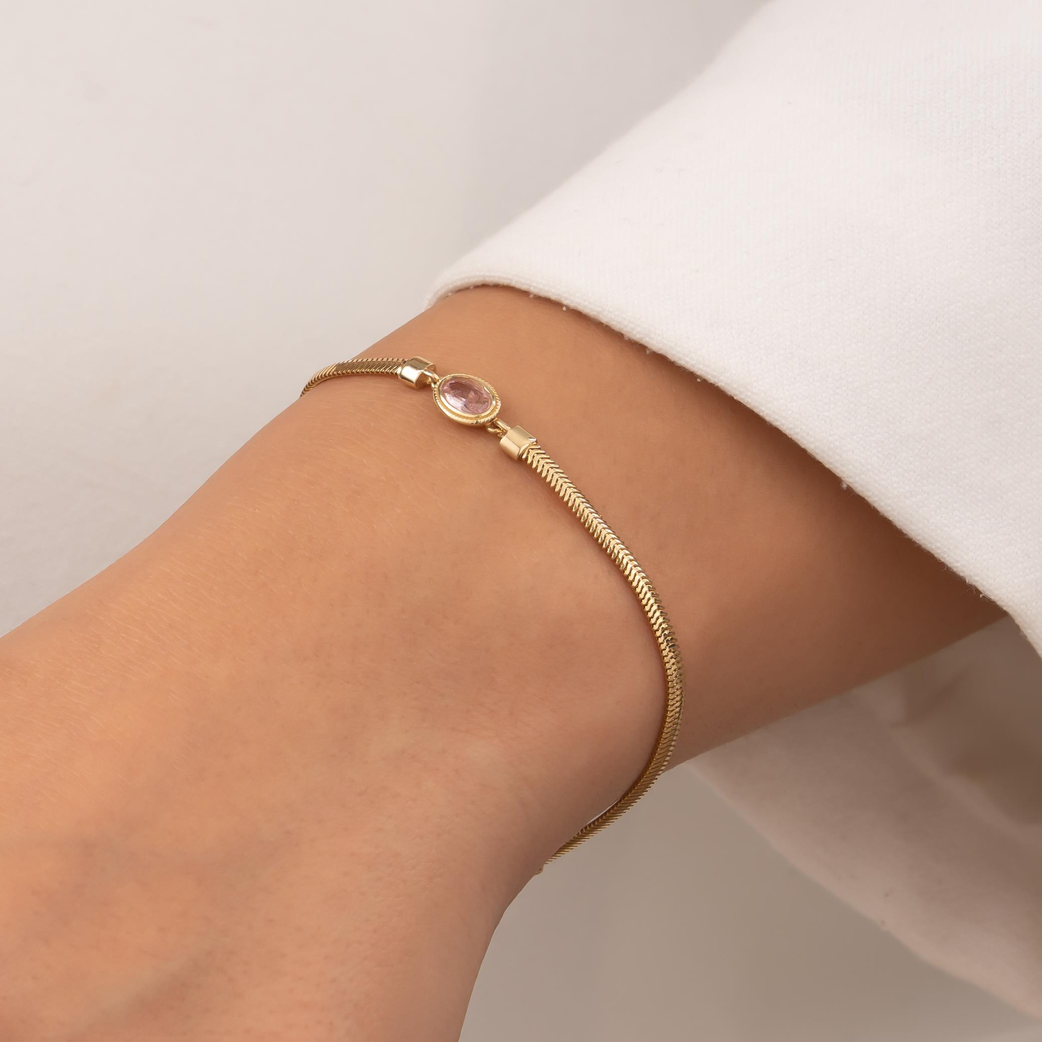 14 Ayar Renkli Pembe Taşlı Bileklik